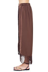 Fringed Satin Wrap Midi Skirt