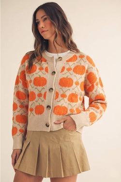 Vintage Pumpkin Blossom Knit Cardigan
