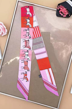 Striped Horse Print Twilly Scarf