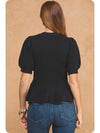 Peplum Puff Sleeve Knit Top