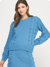 Pom-Pom Cable Knit Sweater