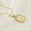 Rhinestone Shell Initial Charm Necklace