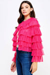 Tiered Ruffle Tulle Cardigan Jacket