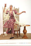Burgundy Color Block Floral Maxi Dress