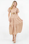 Belted Puff Sleeve Shirt Dress