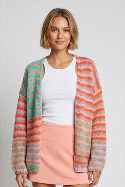 Multi Stripe Open Cardigan