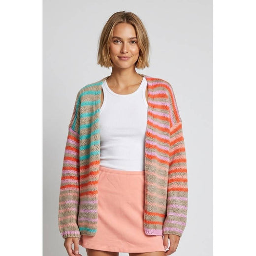 Multi Stripe Open Cardigan