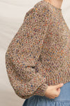 Puffed Sleeve Cropped Confetti Sweater
