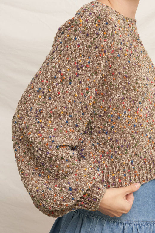 Puffed Sleeve Cropped Confetti Sweater