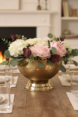 14" Gold Hammered Bowl on Base