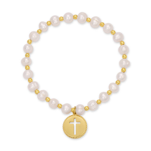 Pearl With Cross Bracelet