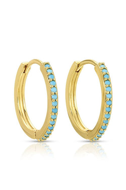 Light Blue Pavé Huggies