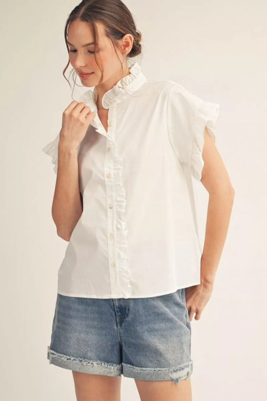 Ruffled Detail Woven Top