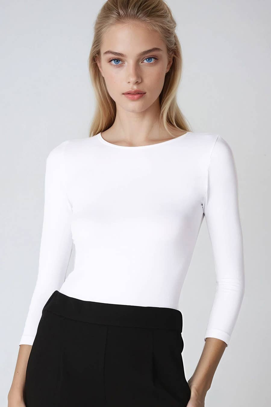 Nikibiki 3/4 Sleeve Crew Neck Top