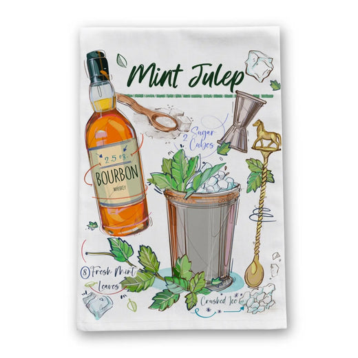 Mint Julep Bourbon Recipe Tea Towel