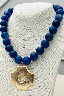 Quatrefoil Pendant on Beaded Necklace