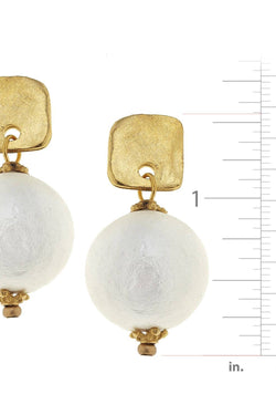 Gold Posts with Cotton Pearl Earrings