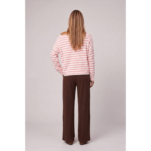 Stripe Brushed Boatneck Sweater