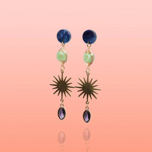 Alma Deep Blue + Green Jade Dangle