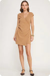 Wrap Sleeveless Textured Knit Mini Dress