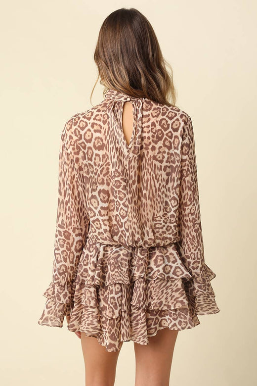 Darvy Leopard Ruffle Mini Dress