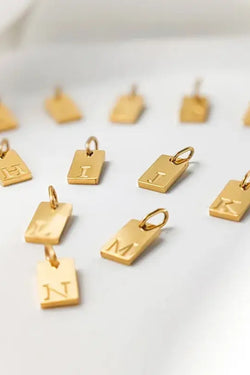 Initial Charm- Rectangle With Engraved Letter