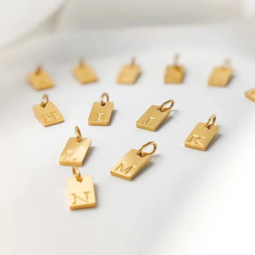 Initial Charm- Rectangle With Engraved Letter