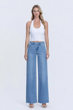 High Rise Wide Leg Fray