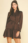Satin Ruffled Mini Dress