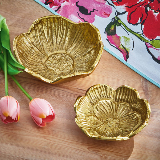 Blossom Cast Aluminum Dish Small Antique Brass Everyday