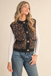 Leopard Knit Sweater Vest