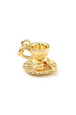 Teacup and Saucer Charm in Gold