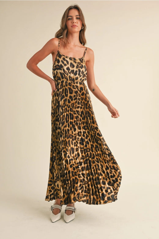 Leopard Print Pleated Dress Lulubelles Boutique