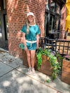Colorblock Drop Shoulder Shirt & Skort Set