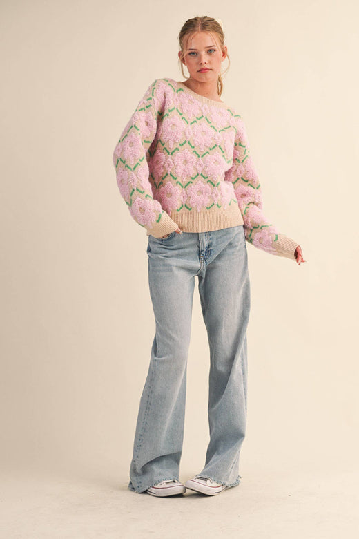 Fuzzy Floral Sweater