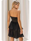 Knotted Flower Bow Satin Pleated Mini Dress