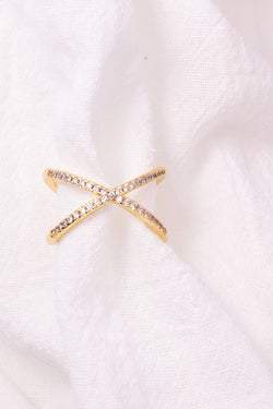 Large Pavé Criss Cross Adjustable Ring