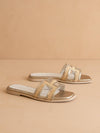 Ena Gold H Cutout Raffia Slide