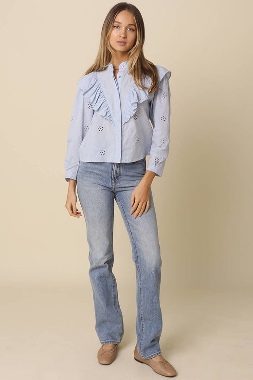 Lia Eyelet Ruffle Detail Blouse