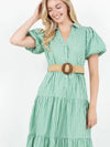 Belted Puff Sleeve Shirt Dress