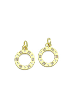 CZ Gold Round Circle Charm