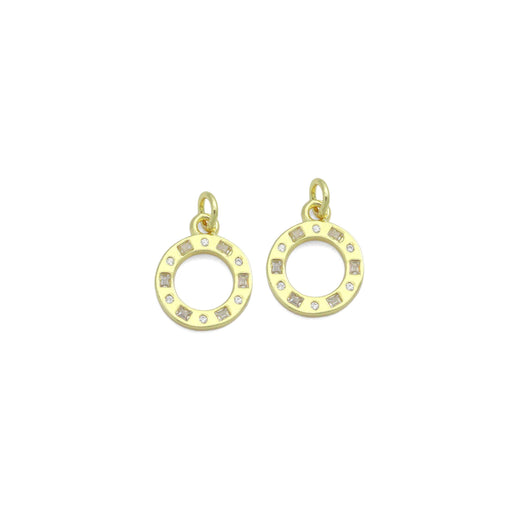 CZ Gold Round Circle Charm