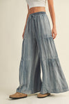 Ruffled Wide Leg Denim
