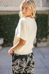 Solid Knit Short Bubble Sleeve Top
