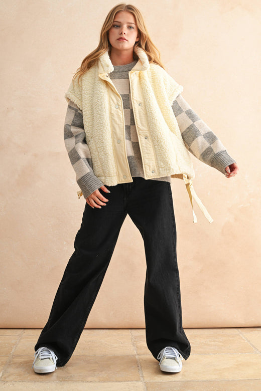Teddy Fabric Vest Jacket