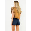 THML, Flutter Sleeve Suede Embroidery Detail Top