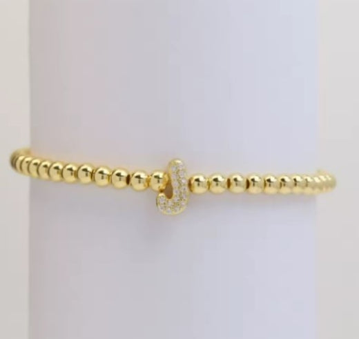 Gold Beaded Initial Bracelets