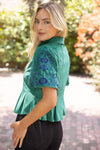 Floral Embroidered Button Down