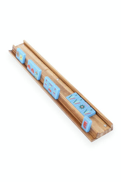 Oak Mahjong Racks & Pushers (Set of 4)