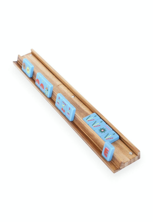 Oak Mahjong Racks & Pushers (Set of 4)